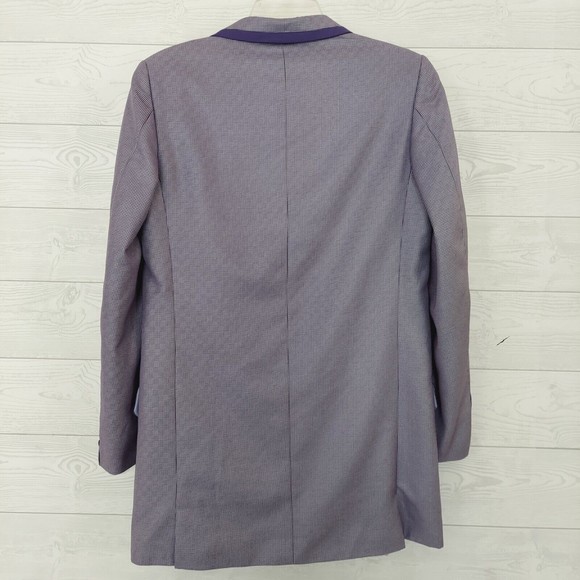 EJ Samuel Blazer Medium Funky Suit Jacket Sport Coat Purple Check - Picture 6 of 11